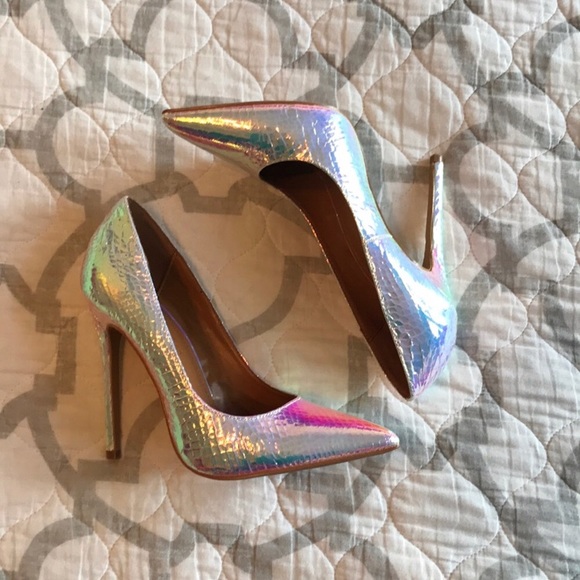 iridescent snakeskin heels